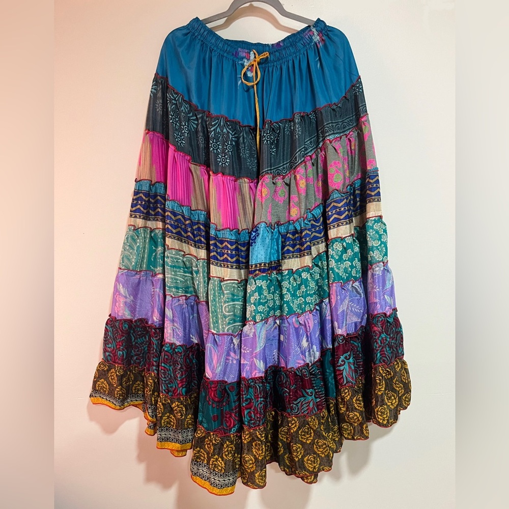 🌈 Stevie Rain Silk Tiered Skirt - One size Fits XS-1X
